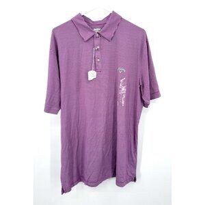 Callaway Golf Shirt Men's Size XL Purple Striped Short Sleeve NWT